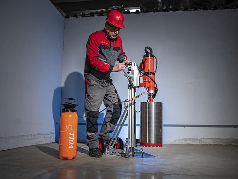 Комплект для алмазного сверления VOLL INDUSTRIAL V-Kit 400, применение
